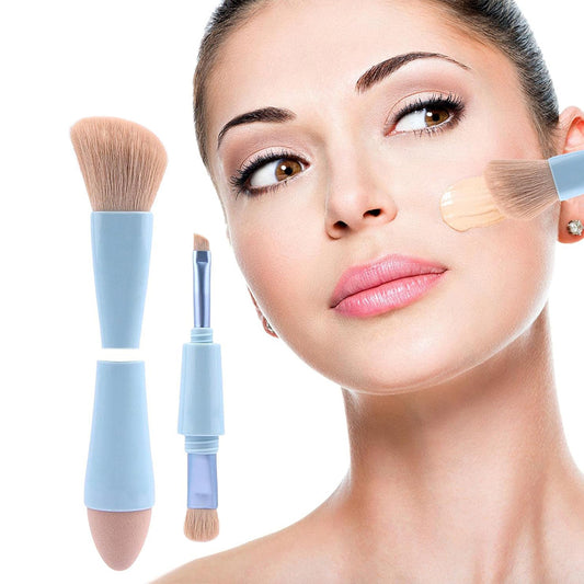 4-in-1 Makeup Brush Vegan & Travel-Friendly All-in-One Beauty Tool for On-the-Go Glam