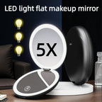 Double Sides 5X Magnification Led Light Makeup Mirror LED Lighted Travel Makeup Mirror, Compact, Portable for Handbag