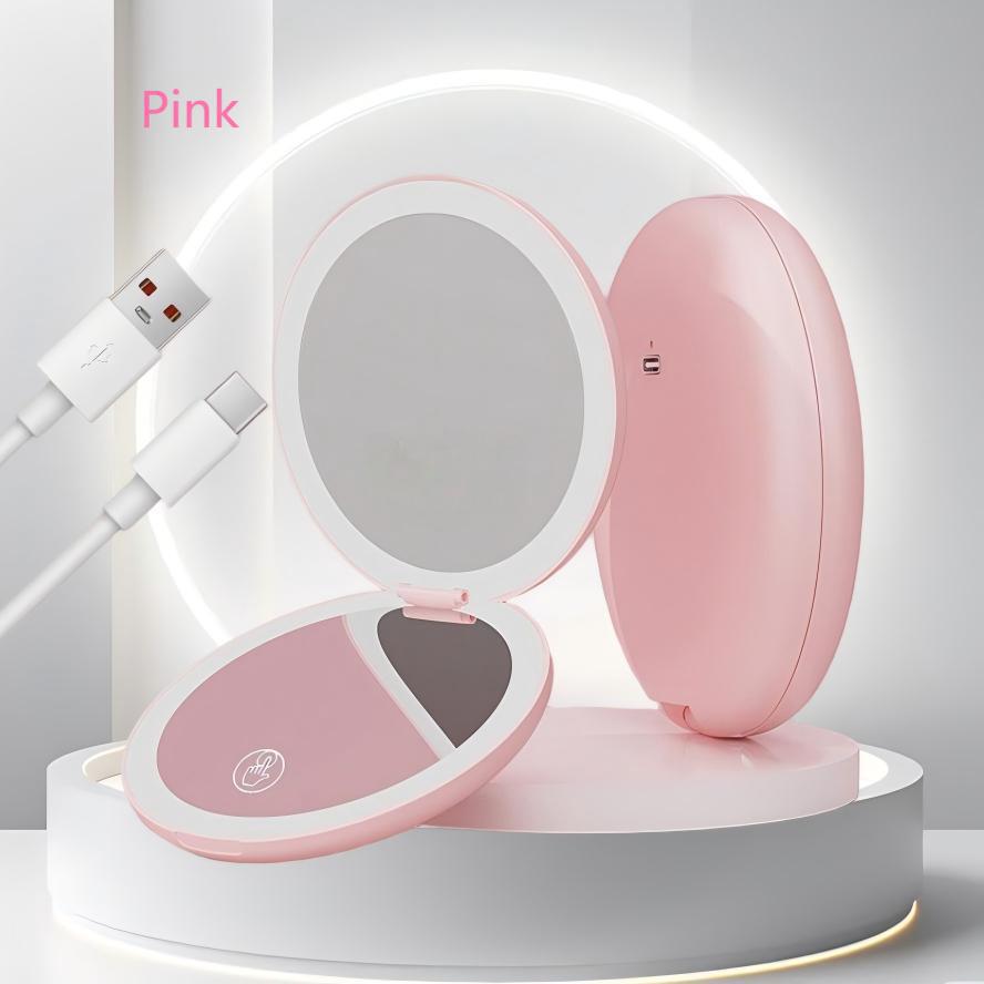 Double Sides 5X Magnification Led Light Makeup Mirror LED Lighted Travel Makeup Mirror, Compact, Portable for Handbag