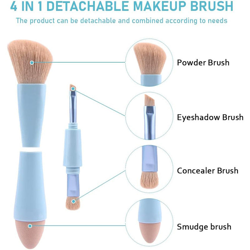 4-in-1 Makeup Brush Vegan & Travel-Friendly All-in-One Beauty Tool for On-the-Go Glam