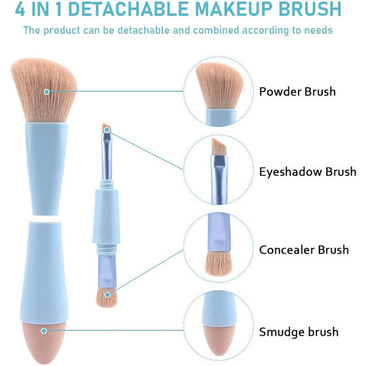 4-in-1 Makeup Brush Vegan & Travel-Friendly All-in-One Beauty Tool for On-the-Go Glam