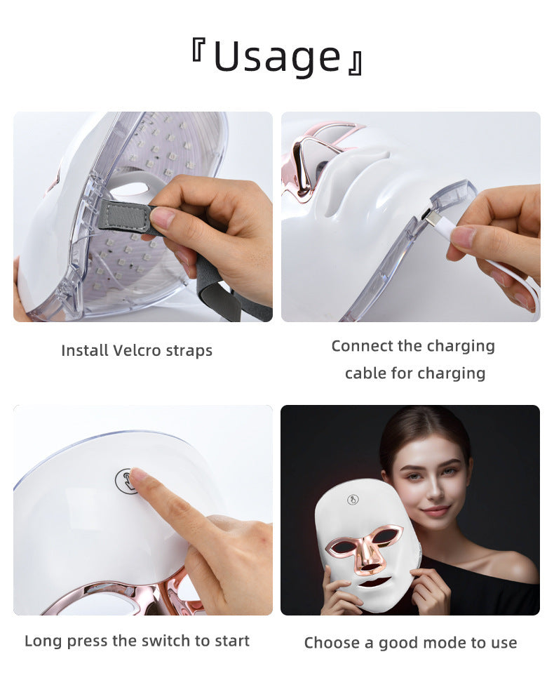 Light energy facial beauty device Blue Red Light Theray Mask for Face 7 Colors LED Light Therapy, LED Portable Facial Skin Care Mask for Face