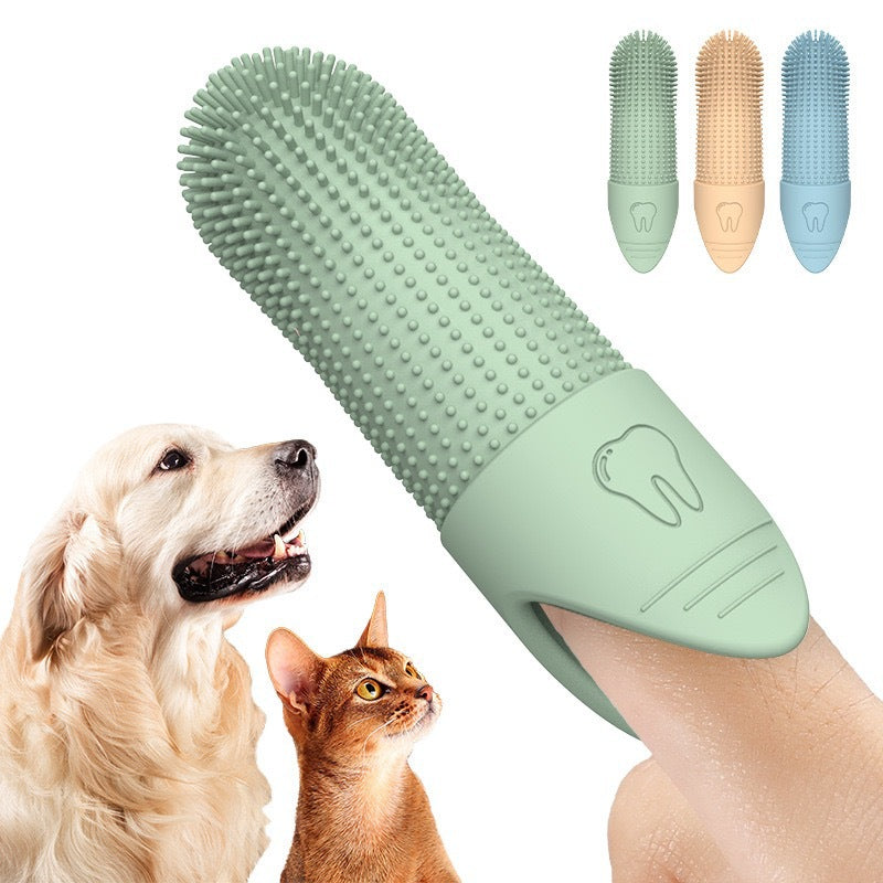 Dog Toothbrush, Food Grade Silicone Pet Brush Fits Most Fingers, Puppy Toothbrush for Dogs & Cats Dental Care, 360° Cleaning Finger Brush for Dogs Teeth
