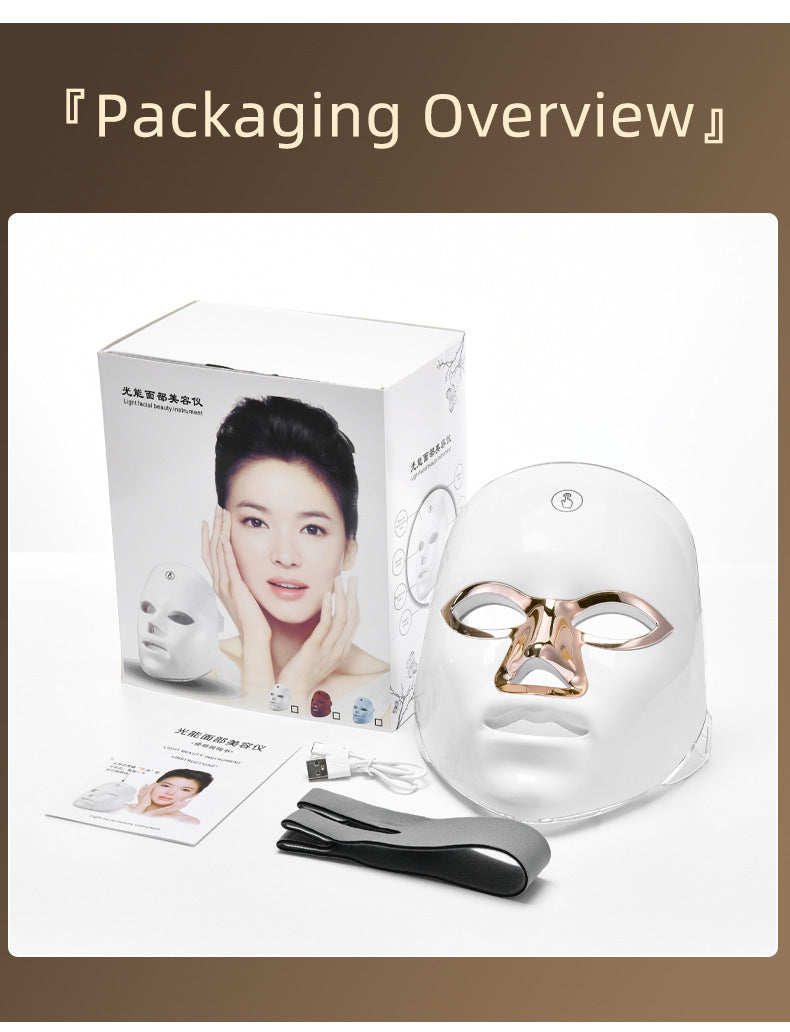 Light energy facial beauty device Blue Red Light Theray Mask for Face 7 Colors LED Light Therapy, LED Portable Facial Skin Care Mask for Face