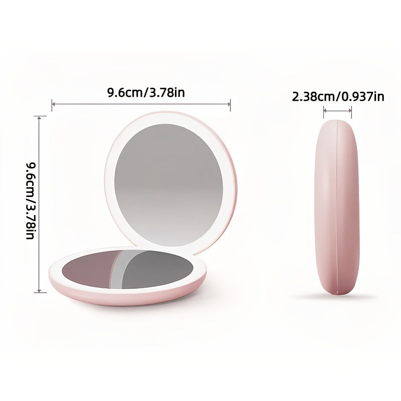 Double Sides 5X Magnification Led Light Makeup Mirror LED Lighted Travel Makeup Mirror, Compact, Portable for Handbag