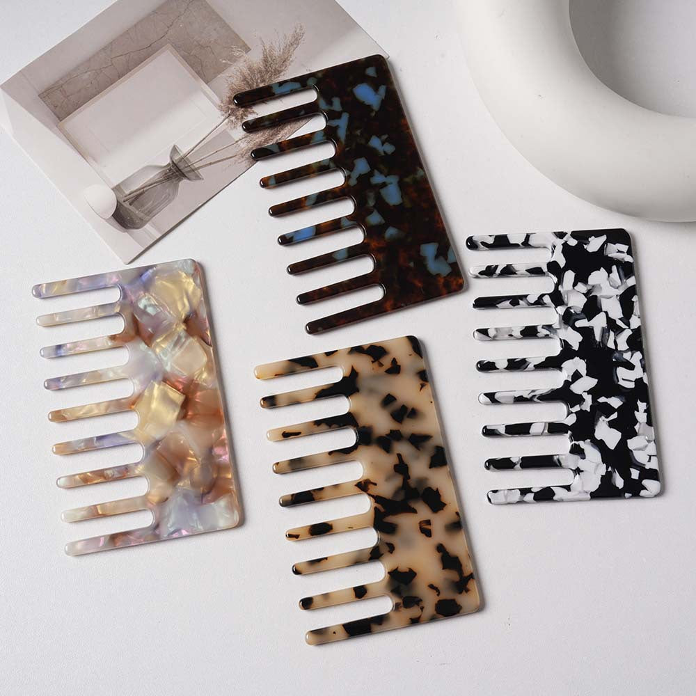 2pcs Luxury Cellulose Acetate Wide Tooth Comb | Anti-static Curly Hair Detangling Comb