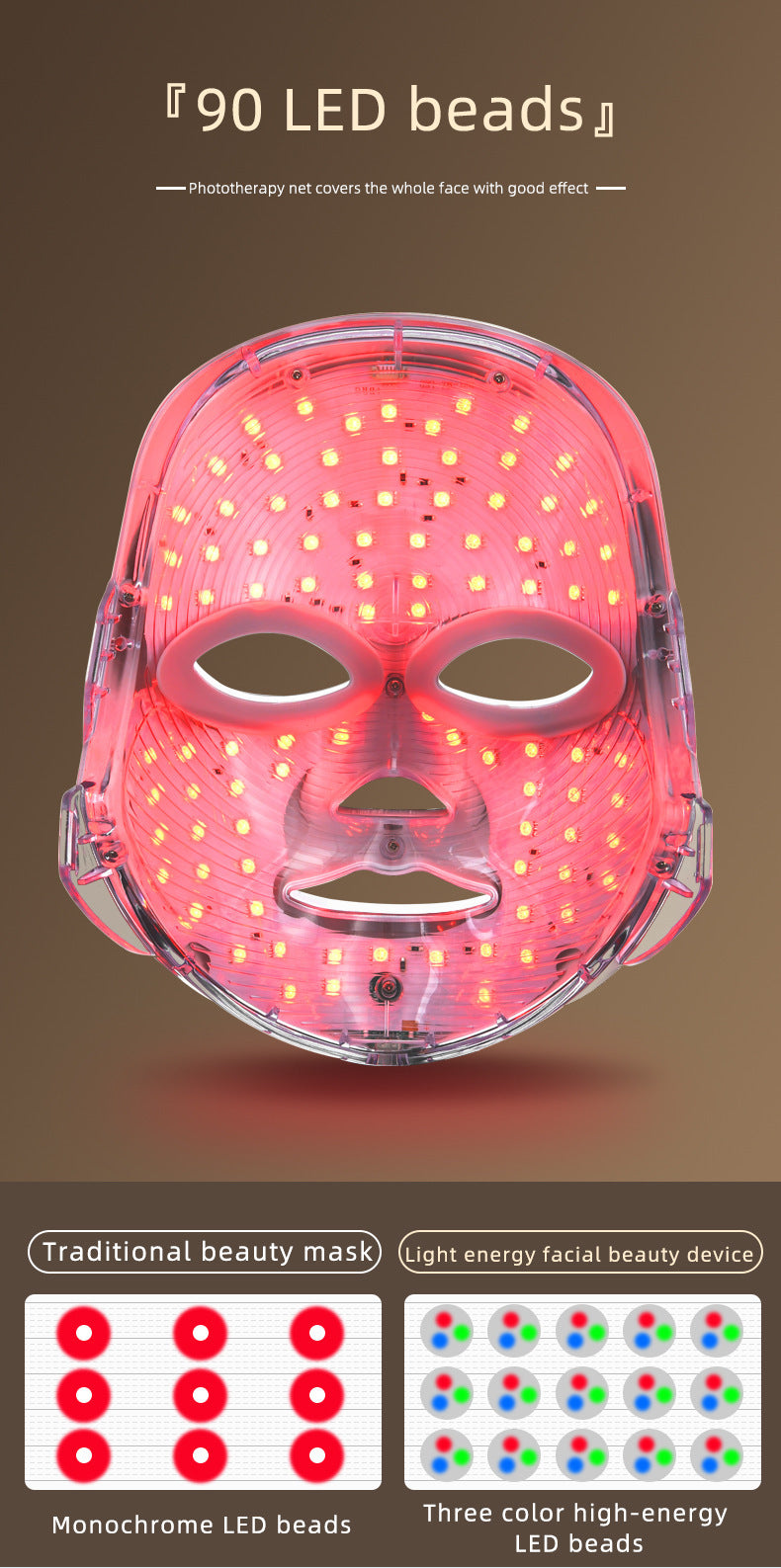Light energy facial beauty device Blue Red Light Theray Mask for Face 7 Colors LED Light Therapy, LED Portable Facial Skin Care Mask for Face