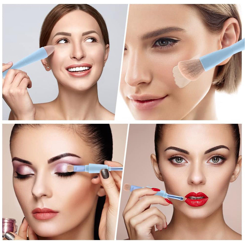 4-in-1 Makeup Brush Vegan & Travel-Friendly All-in-One Beauty Tool for On-the-Go Glam