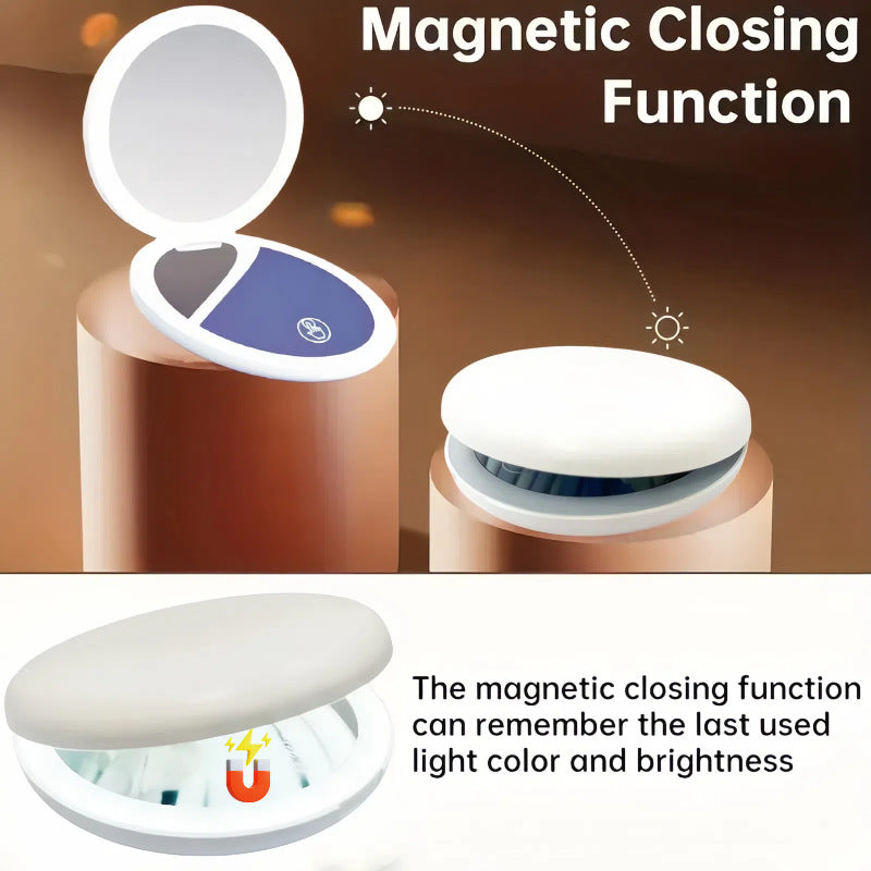 Double Sides 5X Magnification Led Light Makeup Mirror LED Lighted Travel Makeup Mirror, Compact, Portable for Handbag