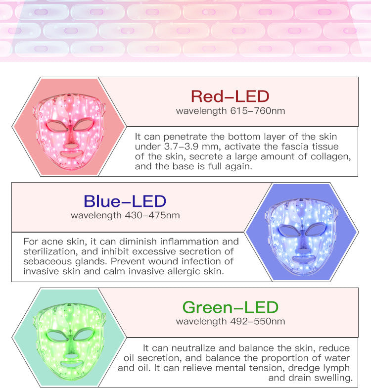 home use beauty device 7-color light facial mask customize your own beauty mask gift
