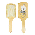 Cute printing wood paddle hairbrush with cushion-24*8cm