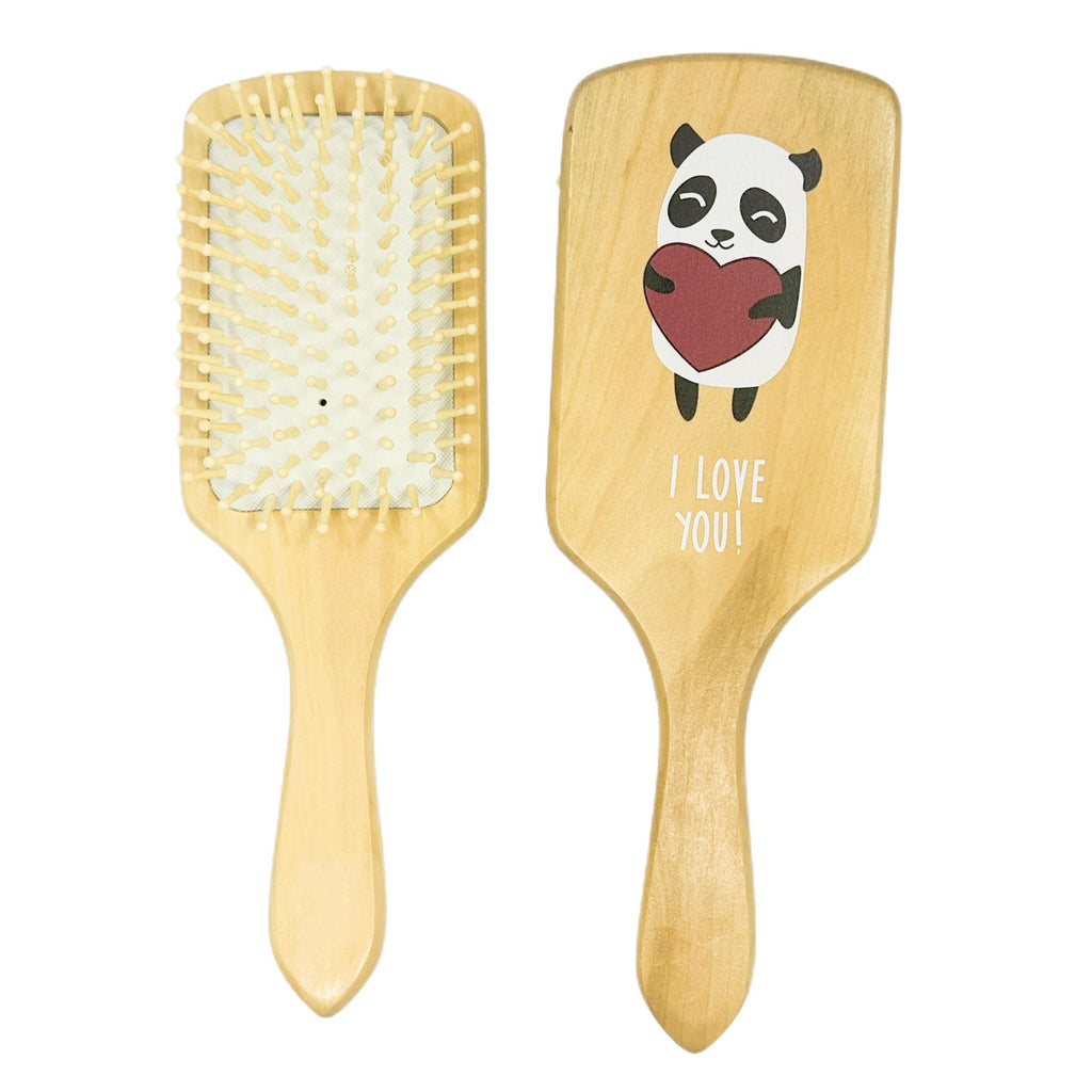 Cute printing wood paddle hairbrush with cushion-24*8cm