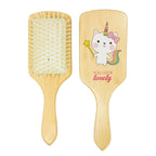 Cute printing wood paddle hairbrush with cushion-24*8cm